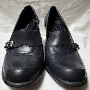 Nine West Navy Leather Heeled Loafers – Size 6